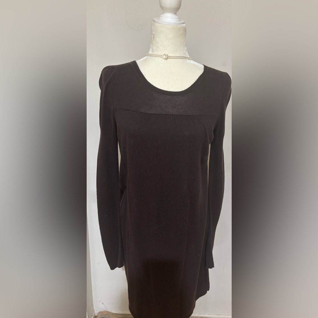 Shae Elegant Brown Long Sleeve Dress - Cotton